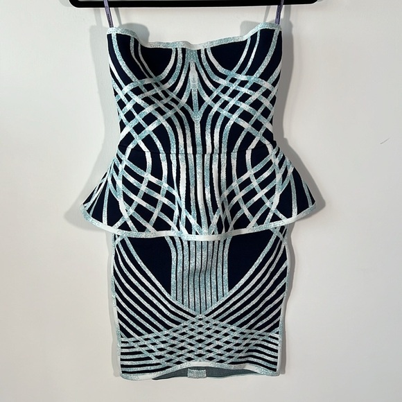 Herve Leger Blue Cocktail Dress Sz S - Picture 8 of 12
